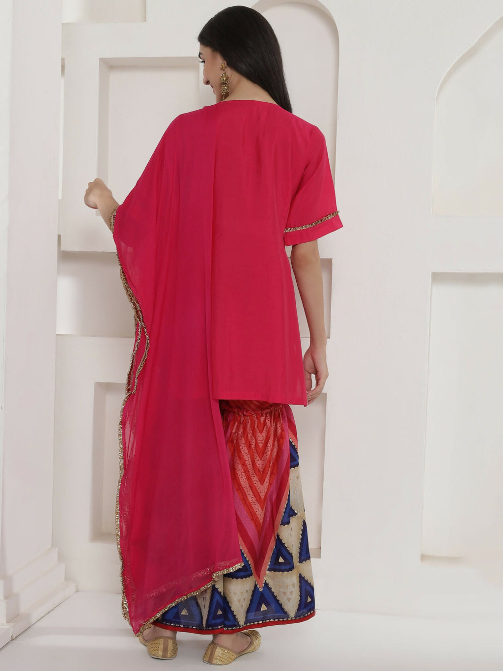 Joban Fashion Pink Kuslin Sharara Suit Set | Grocsy
