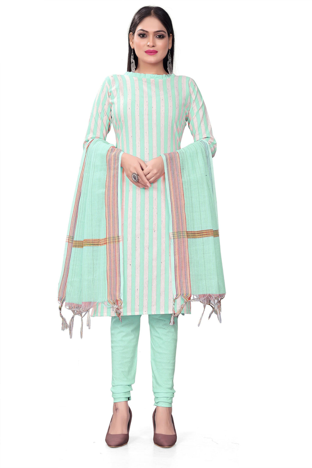 Sky Blue Cotton Jacquard Woven Unstitched Dress Material - Amara | Grocsy