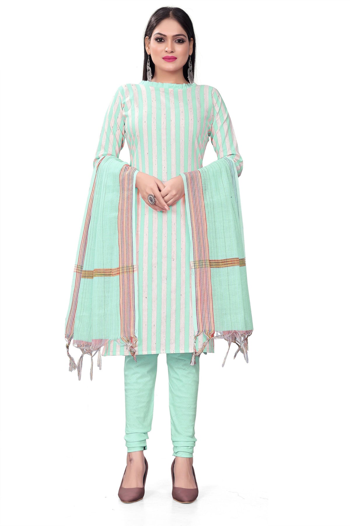 Sky Blue Cotton Jacquard Woven Unstitched Dress Material - Amara | Grocsy
