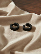 NVR Men's Black Rhodium Plated Hoop Earrings | Grocsy