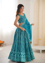 Lehenga Mart Designer Indian Wedding Lehenga Choli-Blue | Grocsy