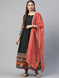 Myshka Multicolor Solid 3/4 Sleeve Sweetheart Neck Anarkali Gown With Dupatta | Grocsy