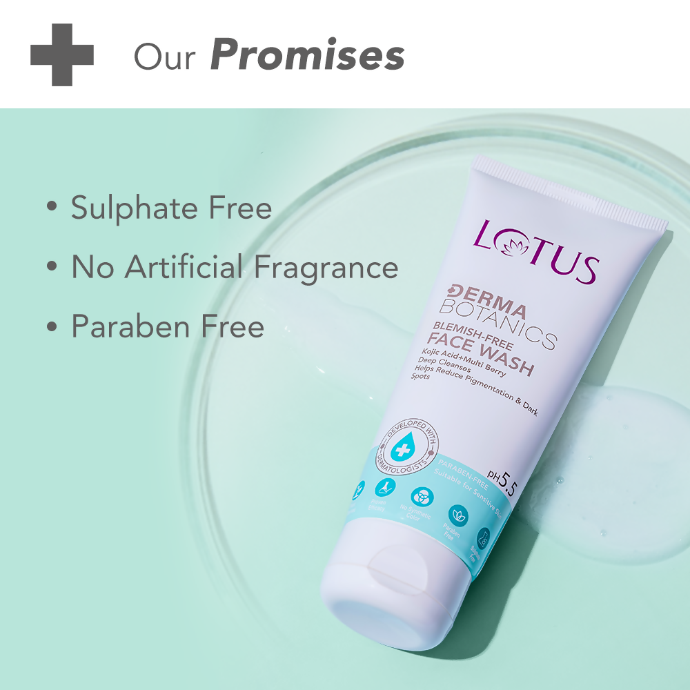 Lotus DermaBotanics Kojic acid + Multi berry Blemish - Free Facewash | Grocsy