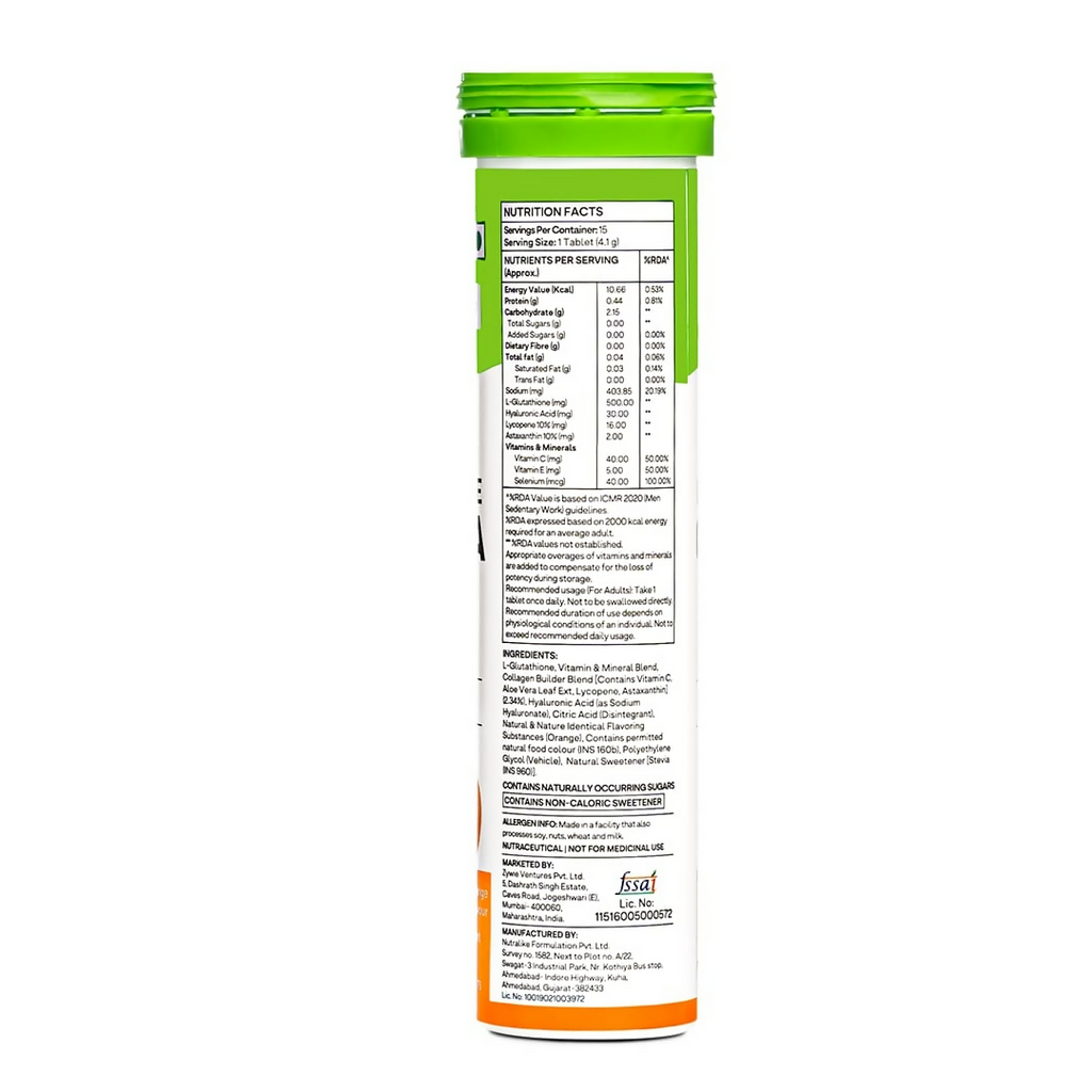 OZiva Bioactive Gluta Fizzy (L-Glutathione) Tablets | Grocsy
