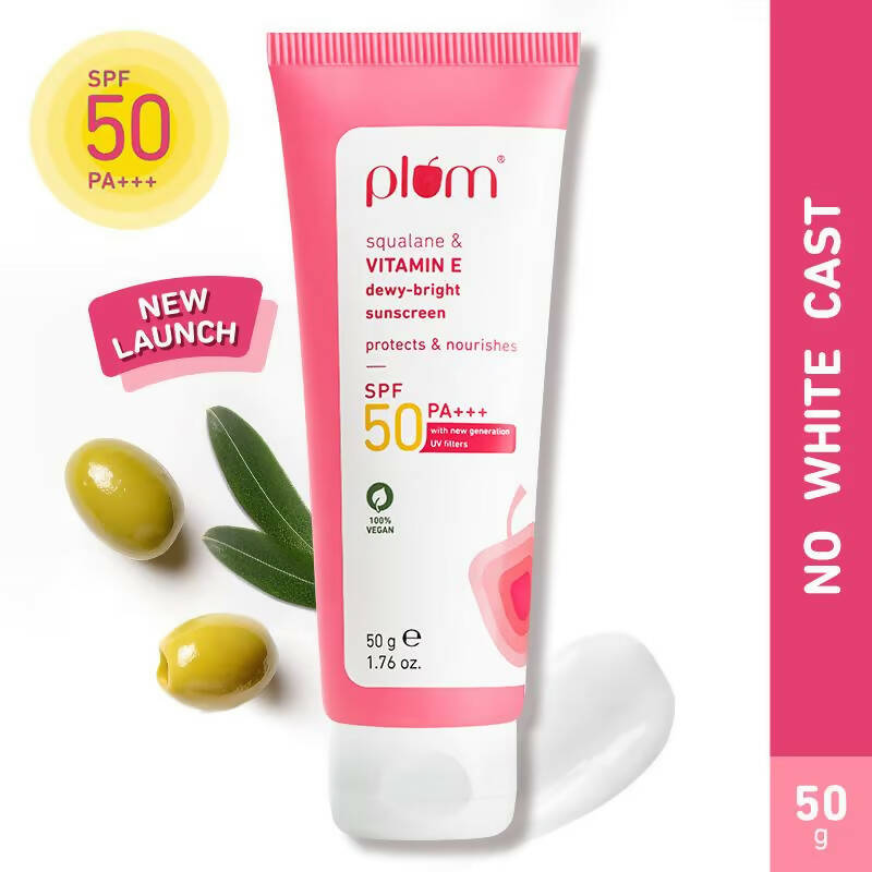 Plum Squalane & Vitamin E SPF 50 PA+++ Dewy-Bright Sunscreen | Grocsy