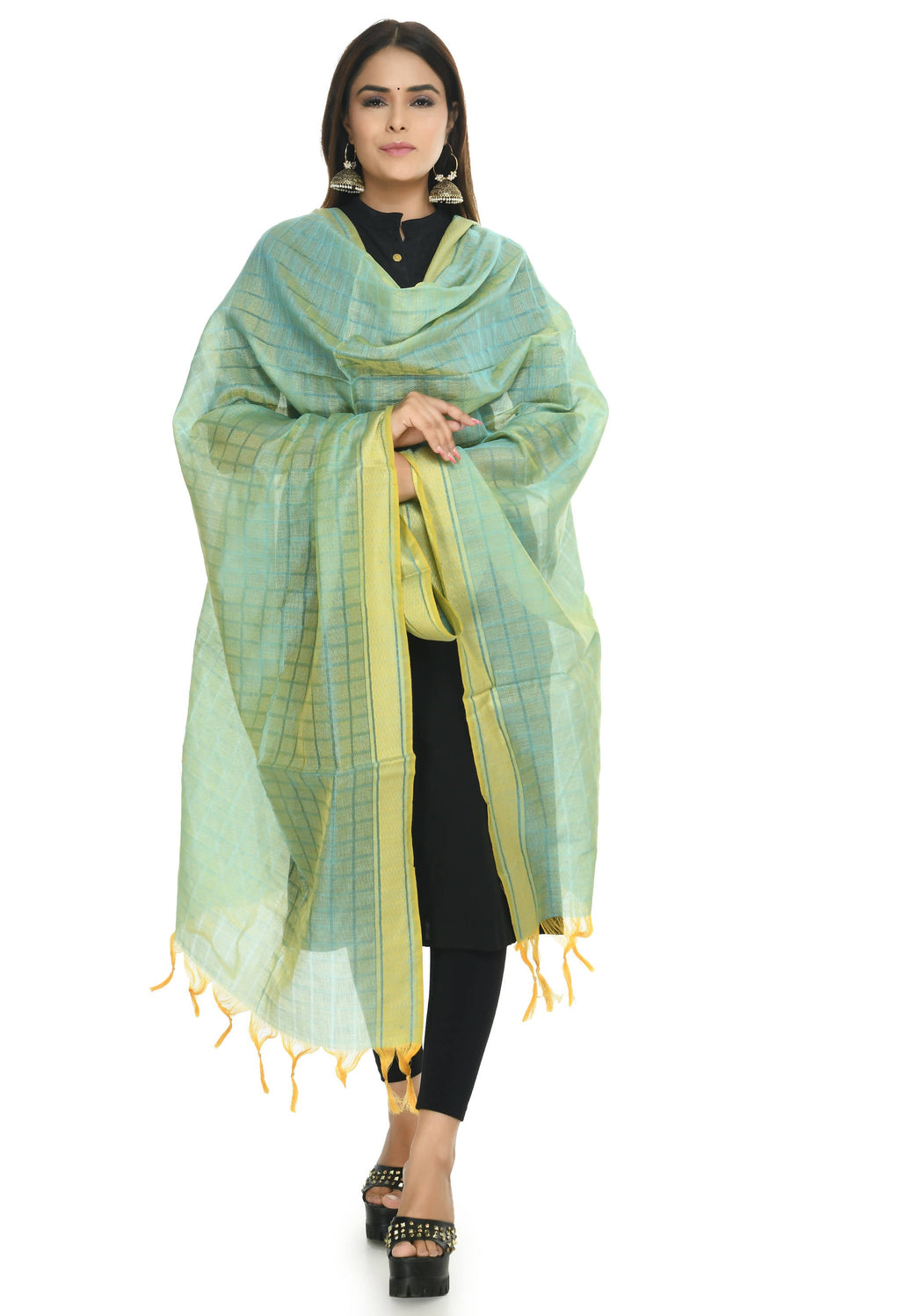 Mominos Fashion Moeza Handloom Cotton Sky Blue Dupatta | Grocsy