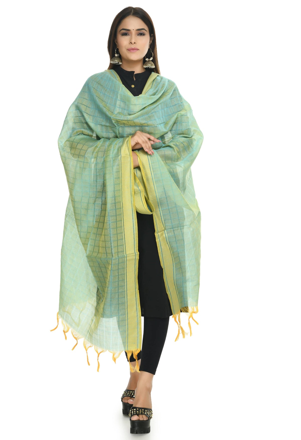 Mominos Fashion Moeza Handloom Cotton Sky Blue Dupatta | Grocsy