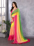 Designer Partywear Multi Georgette Fancy Saree - Kanak | Grocsy