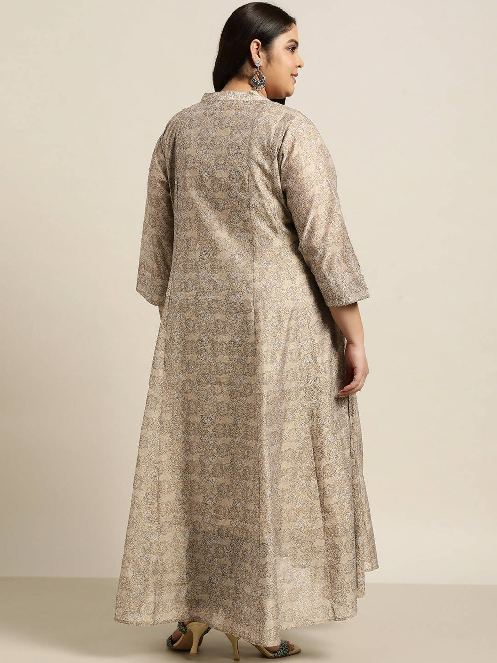 Juniper Women`S Beige Rayon Festive Wear Printed Anarkali Kurta | Grocsy