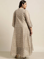 Juniper Women`S Beige Rayon Festive Wear Printed Anarkali Kurta | Grocsy