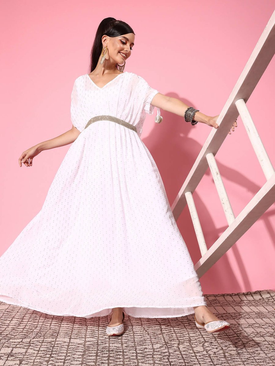 Ahalyaa Women's Traditional wear Ethnic Dress - White | Grocsy