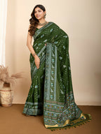 Green Soft Silk Woven Meenakari Designer Saree - Vedanti | Grocsy