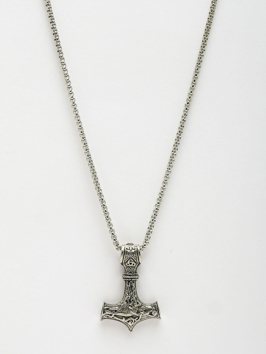 NVR Men's Silver-Plated Stainless Steel Pendant with Chain | Grocsy