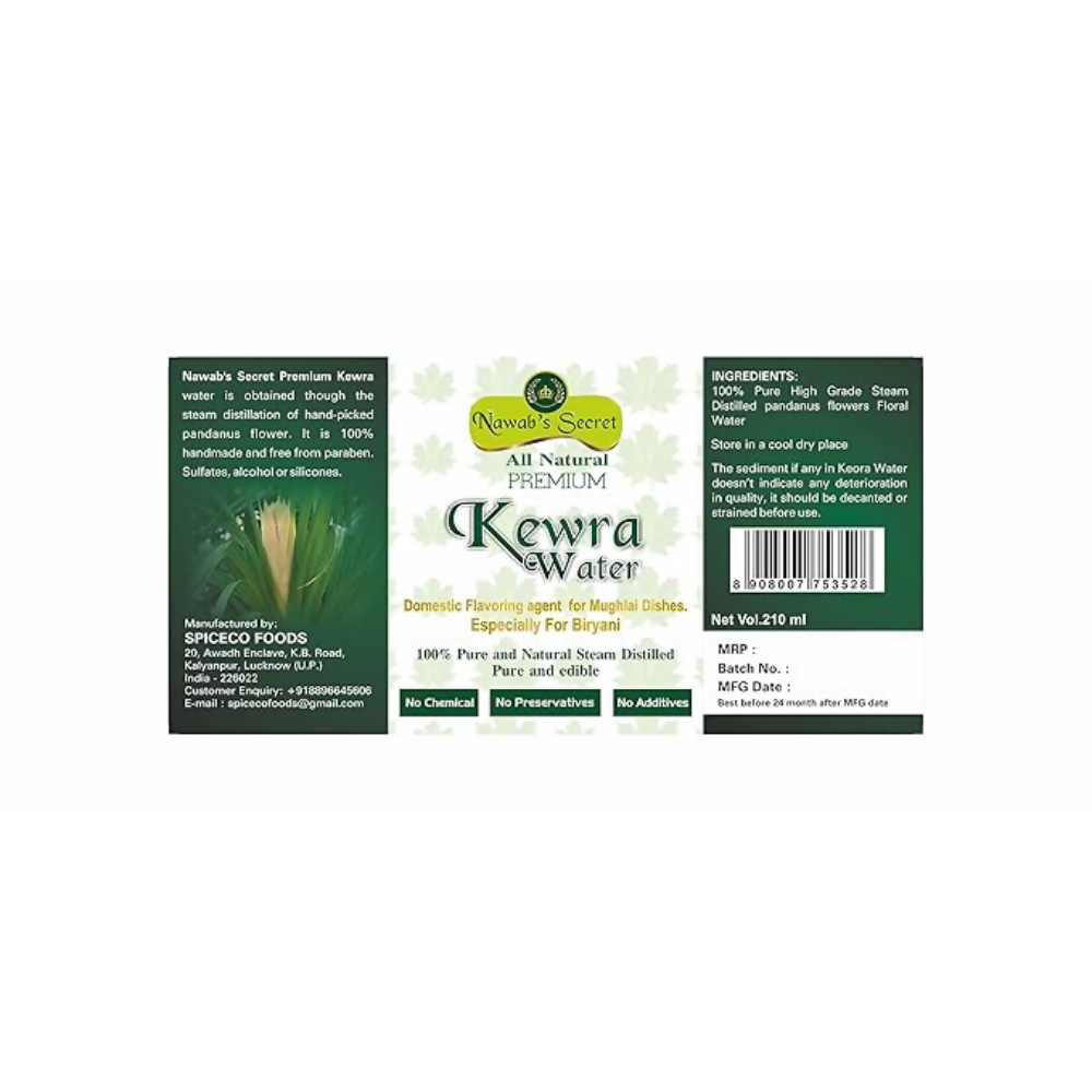 Nawab's Secret Natural Premium Kewra Water - Essence for Biryani and Mughlai Dishes | Grocsy