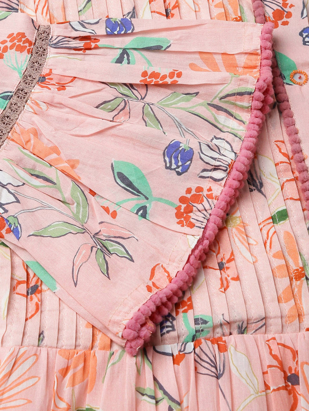 Pink Cotton Floral Printed Dress - Nandani | Grocsy