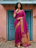 Shree Shyam Fashion Magenta Silk Blend Saree | Grocsy