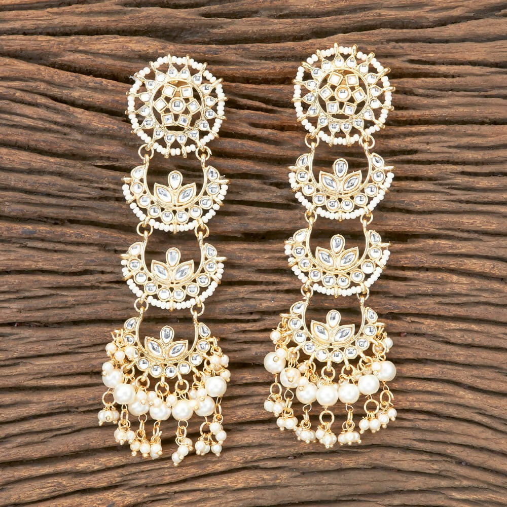 Joban Fashion Women Kundan Pearl Golden White Earrings | Grocsy
