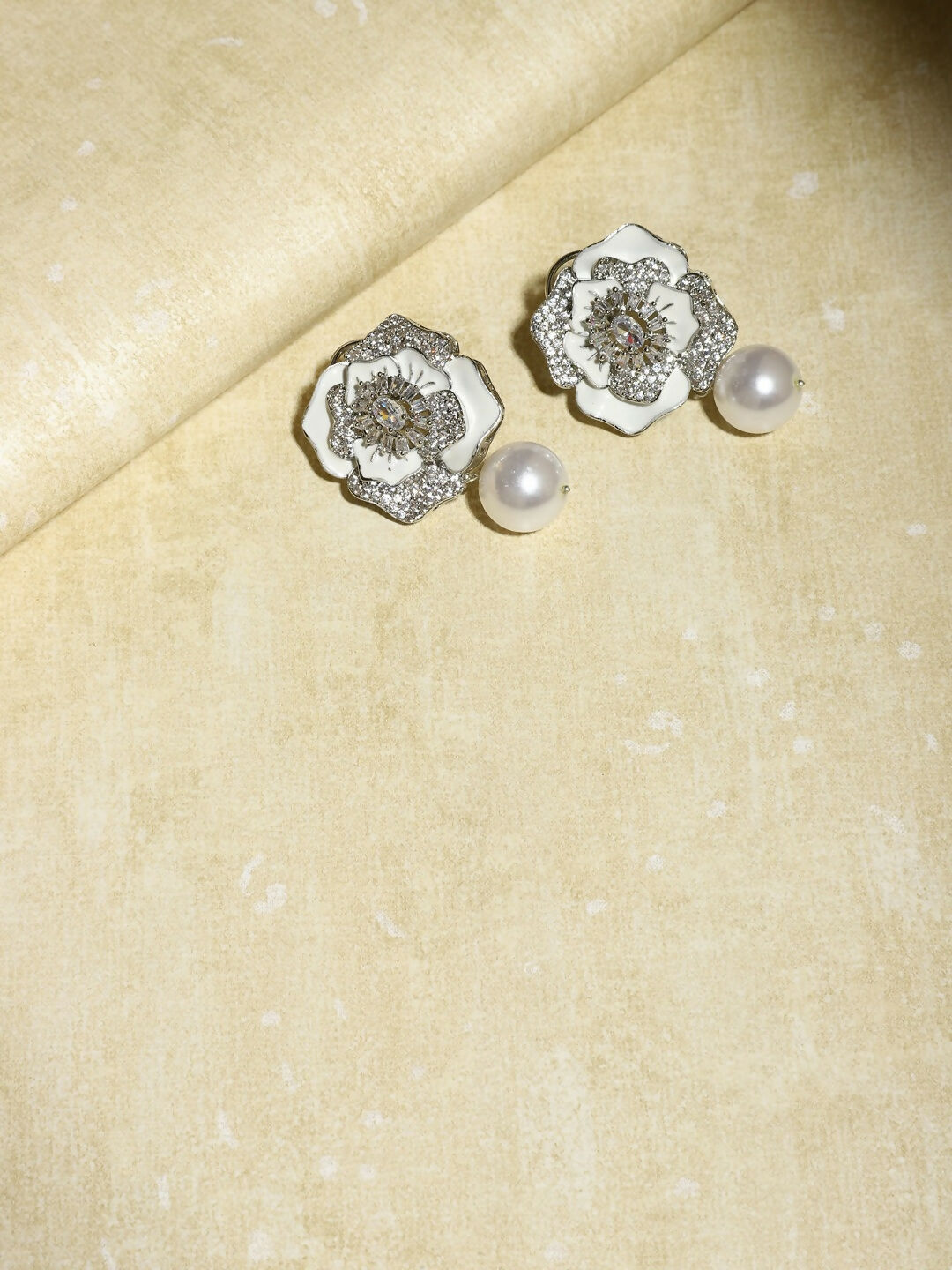 Silver Tone Mother of Pearl Earrings- Ruby Raang | Grocsy