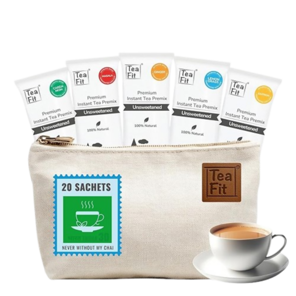 TeaFit Premium NO SUGAR Instant Assorted Tea Premix - Traveler Pack | Grocsy