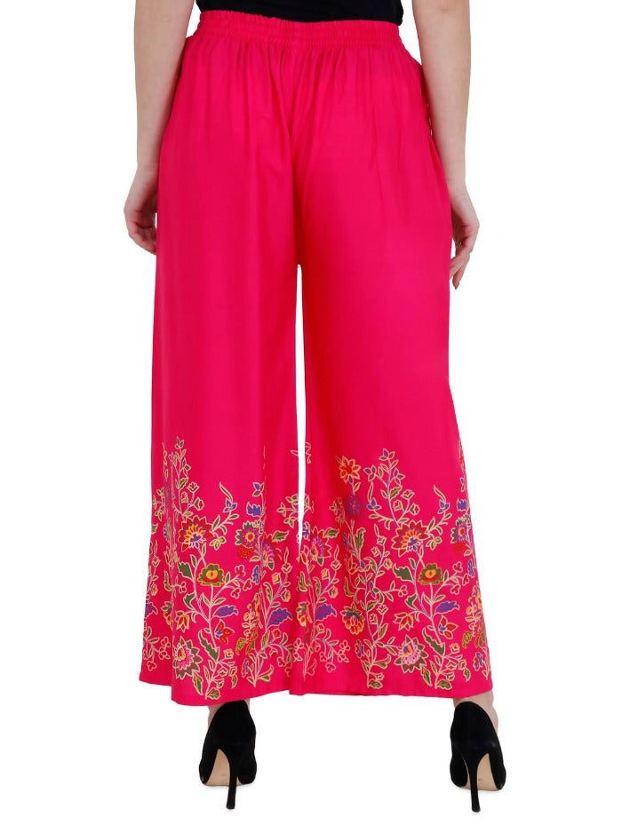 Mominos Fashion Magenta Floral Design Palazzo | Grocsy