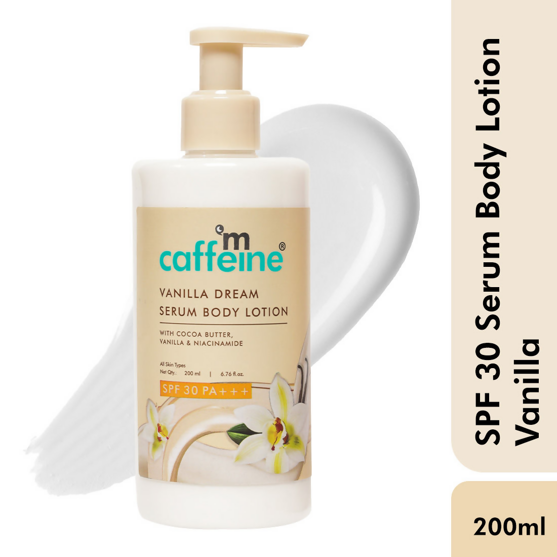 mCaffeine Vanilla Dream Serum Body Lotion SPF 30 PA+++ For 72 hrs Deep Moisturization | Grocsy