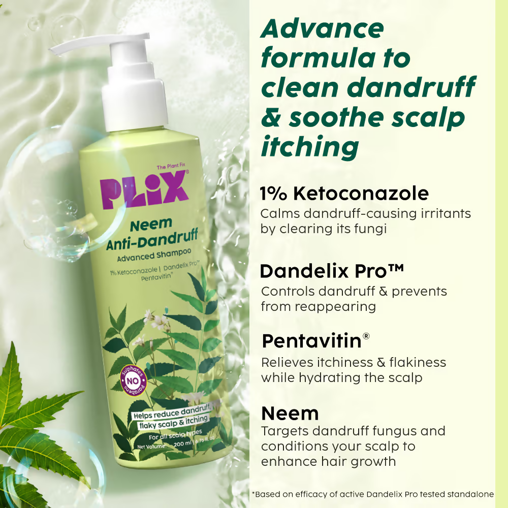 PLIX The Plant Fix Neem Anti-Dandruff Advanced Kit - Shampoo + Serum | Grocsy