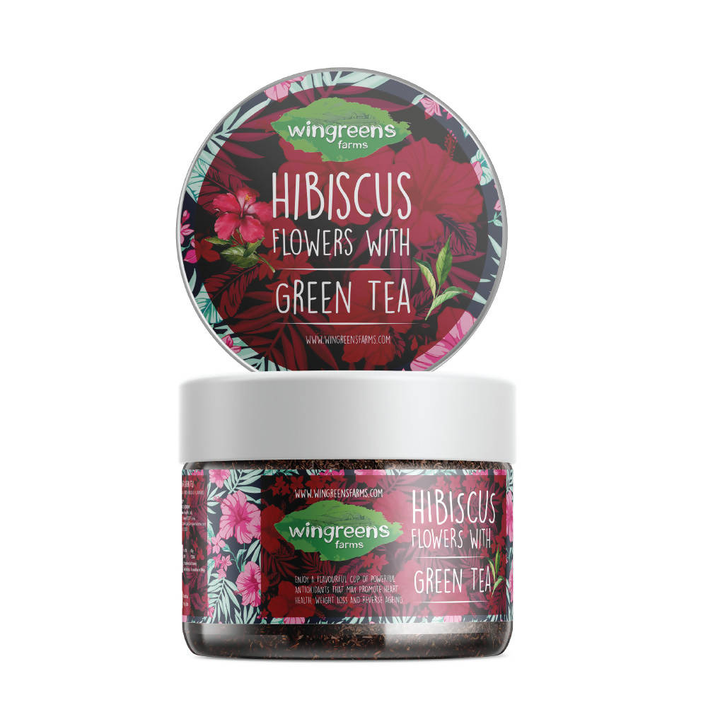 Wingreens Farms Hibiscus Flowers With Green Tea | Grocsy