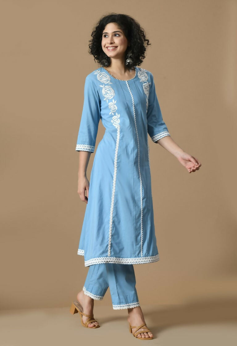 Joban Fashion L.Blue Cotton Kurta Set | Grocsy