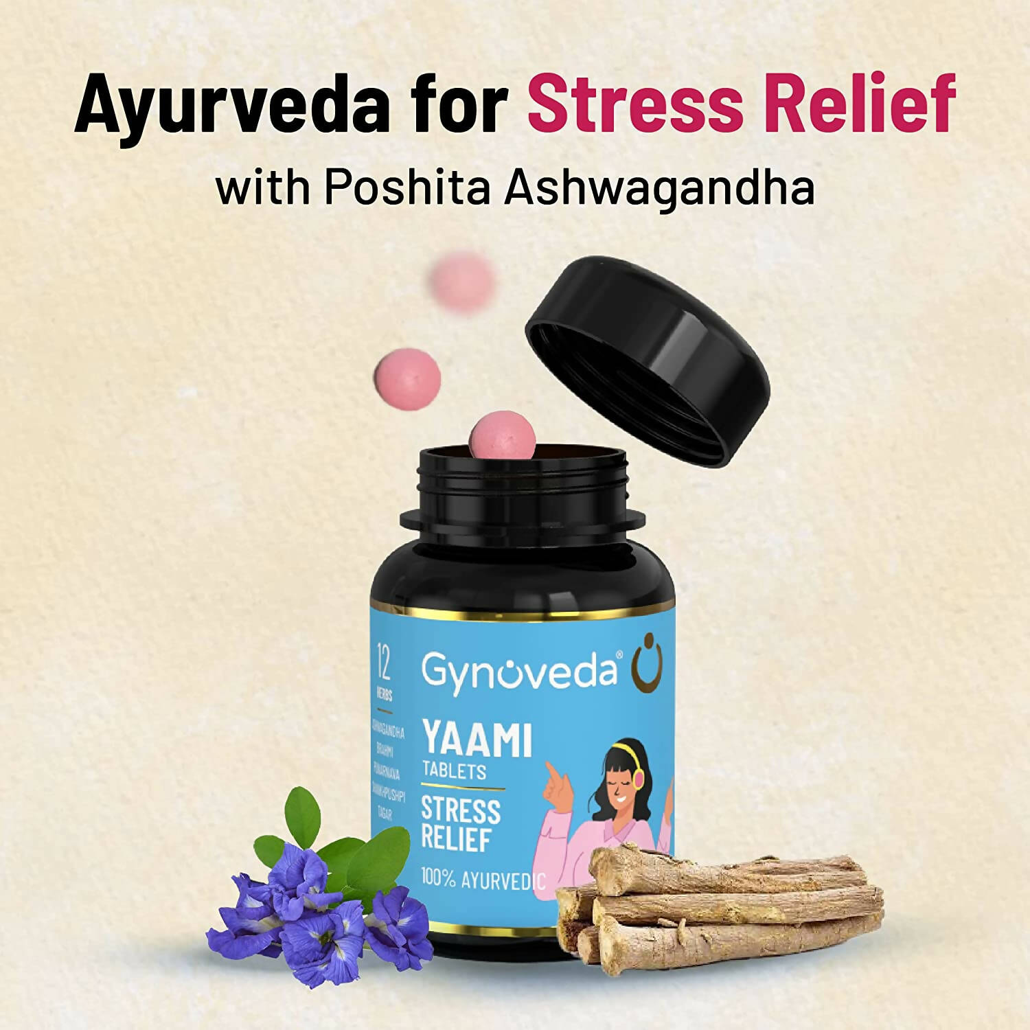 Gynoveda Yaami Ashwagandha Ayurvedic Tablets | Grocsy