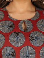 Aramya Red Soft Cotton Abstract Print Straight Kurta Palazzo Set for Women | Grocsy