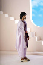 Purple Elegance Sherwani With Zardosi And Gold Embellishments by Hilo Design | Grocsy