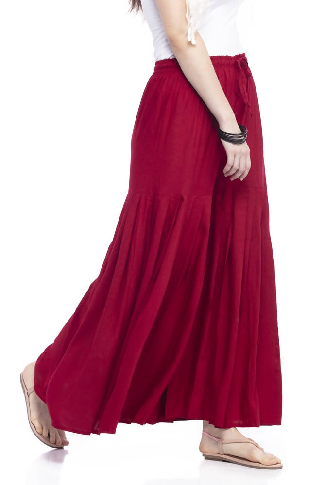 Mominos Fashion Reyon Cotton Maroon Palazzo | Grocsy
