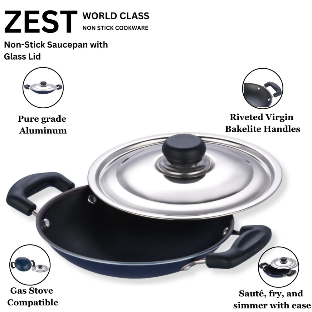 Vinod Zest Non Stick Appachetty with Lid | Grocsy