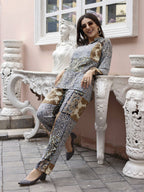 Blue Rayon Paisley & Floral Printed Top with Matching Bottom - Eesha | Grocsy