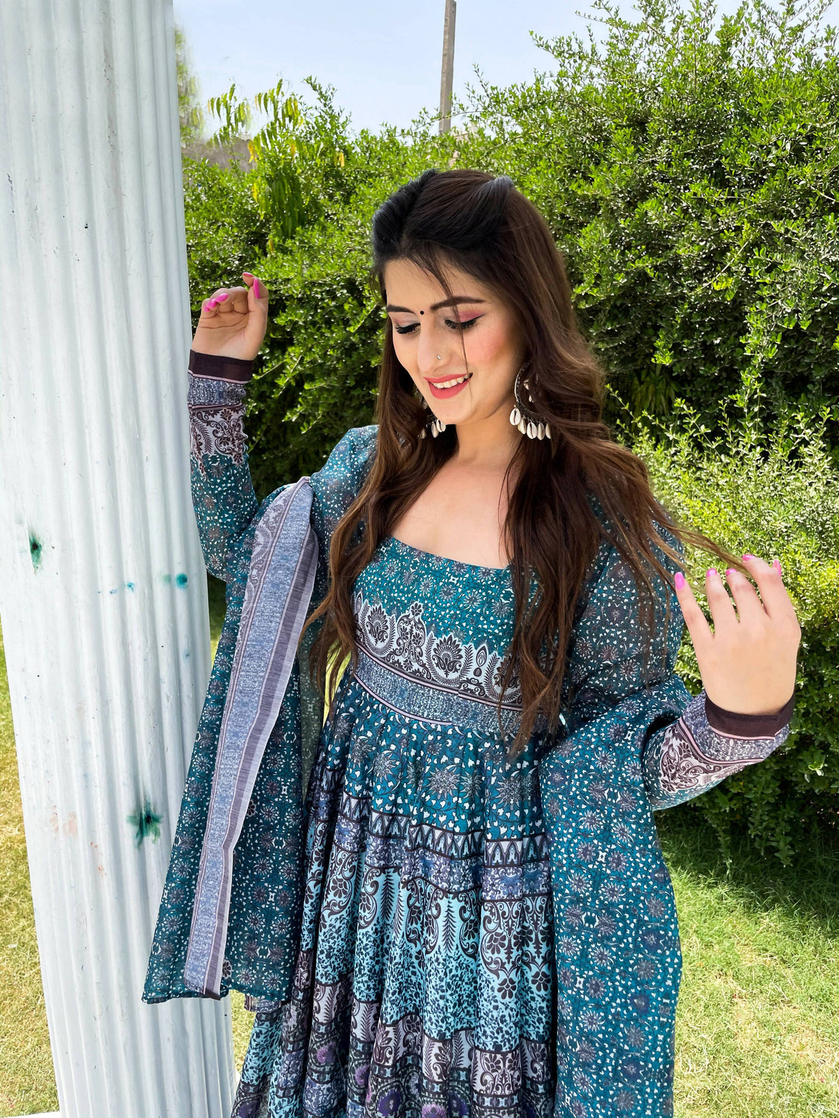 Partywear Designer Skyblue Chanderi Suit - Anbazaar | Grocsy