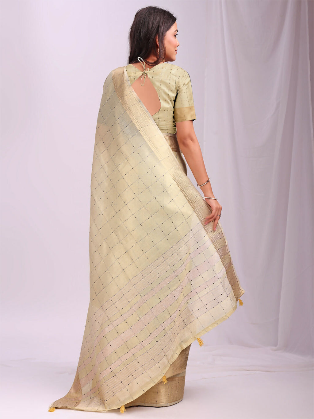 Shree Shyam Fashion Organza Gold Saree | Grocsy