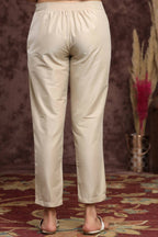 Juniper Women Sandgrey Poly Silk Solid Slim Fit Pant/Slim Pant | Grocsy