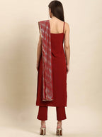 Janasya Women Maroon Kurta with Trousers & With Dupatta | Grocsy