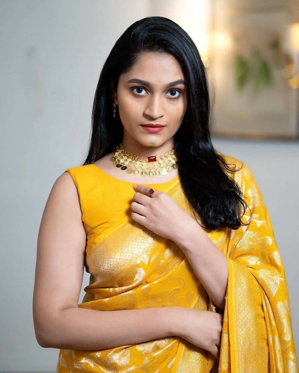 DEIANA'S Beautiful Designer Golden zari Soft Lichi Silk Saree - Yellow | Grocsy