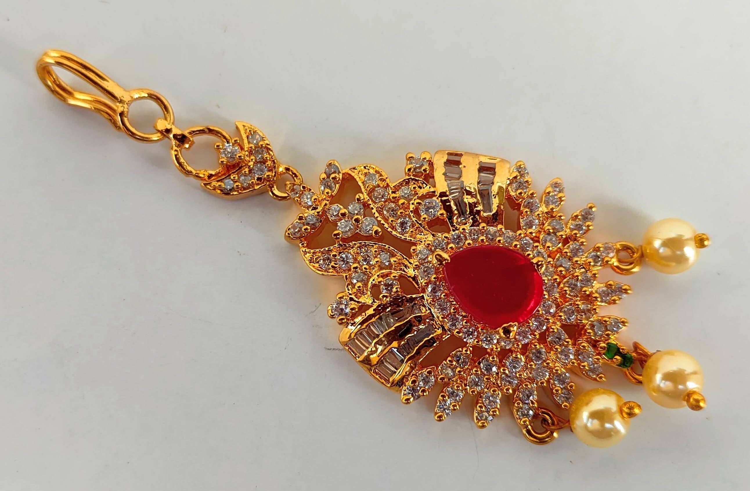 Short Length Bridal Maang Tikka | Grocsy
