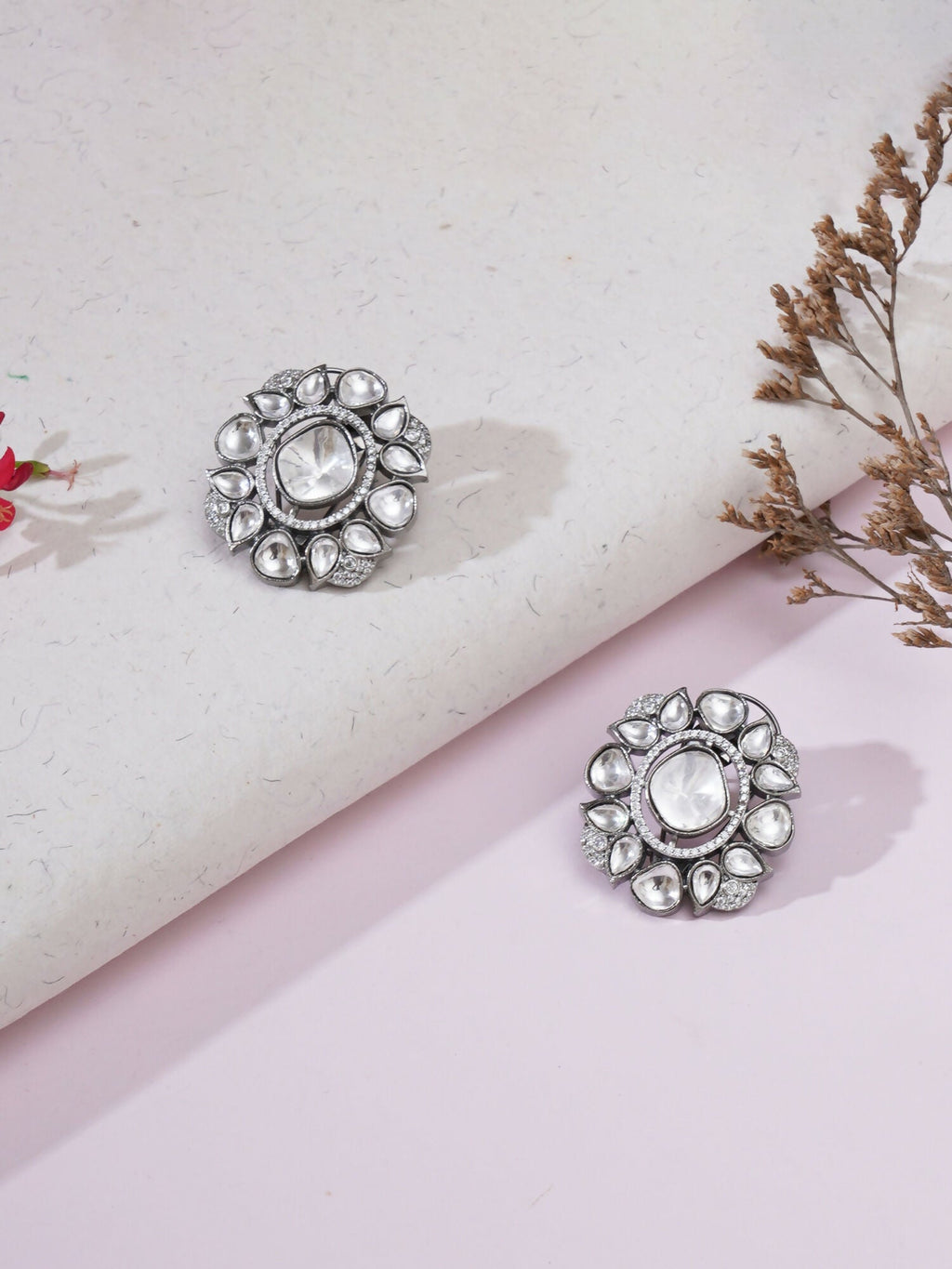 Kundan Earrings (silver) - Ruby Raang | Grocsy