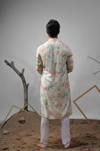 White Muslin Designer Printed Kurta Set - Mahotsav | Grocsy