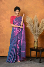 Very Much Indian Fusion Cotton Tissue Shimmer Saree - Dual Tone Purple | Grocsy