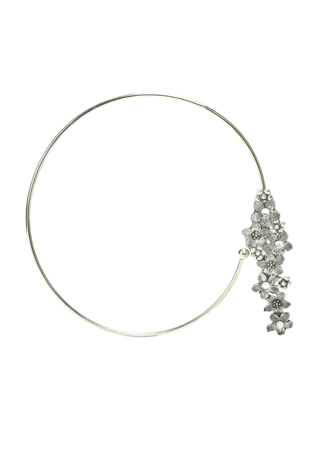 Mominos Fashion Johar Kamal Oxidised Silver-Plated Hasli Design Necklace Choker Set For Women | Grocsy