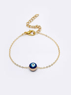 NVR Women Gold-Toned Blue Evil Eye Charm Bracelet | Grocsy