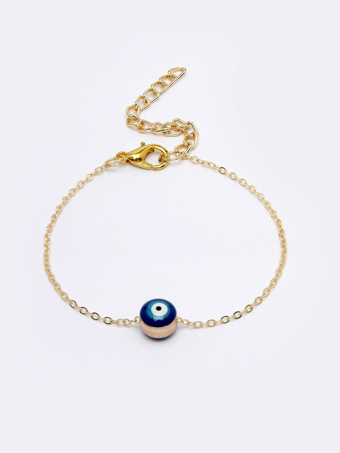 NVR Women Gold-Toned Blue Evil Eye Charm Bracelet | Grocsy