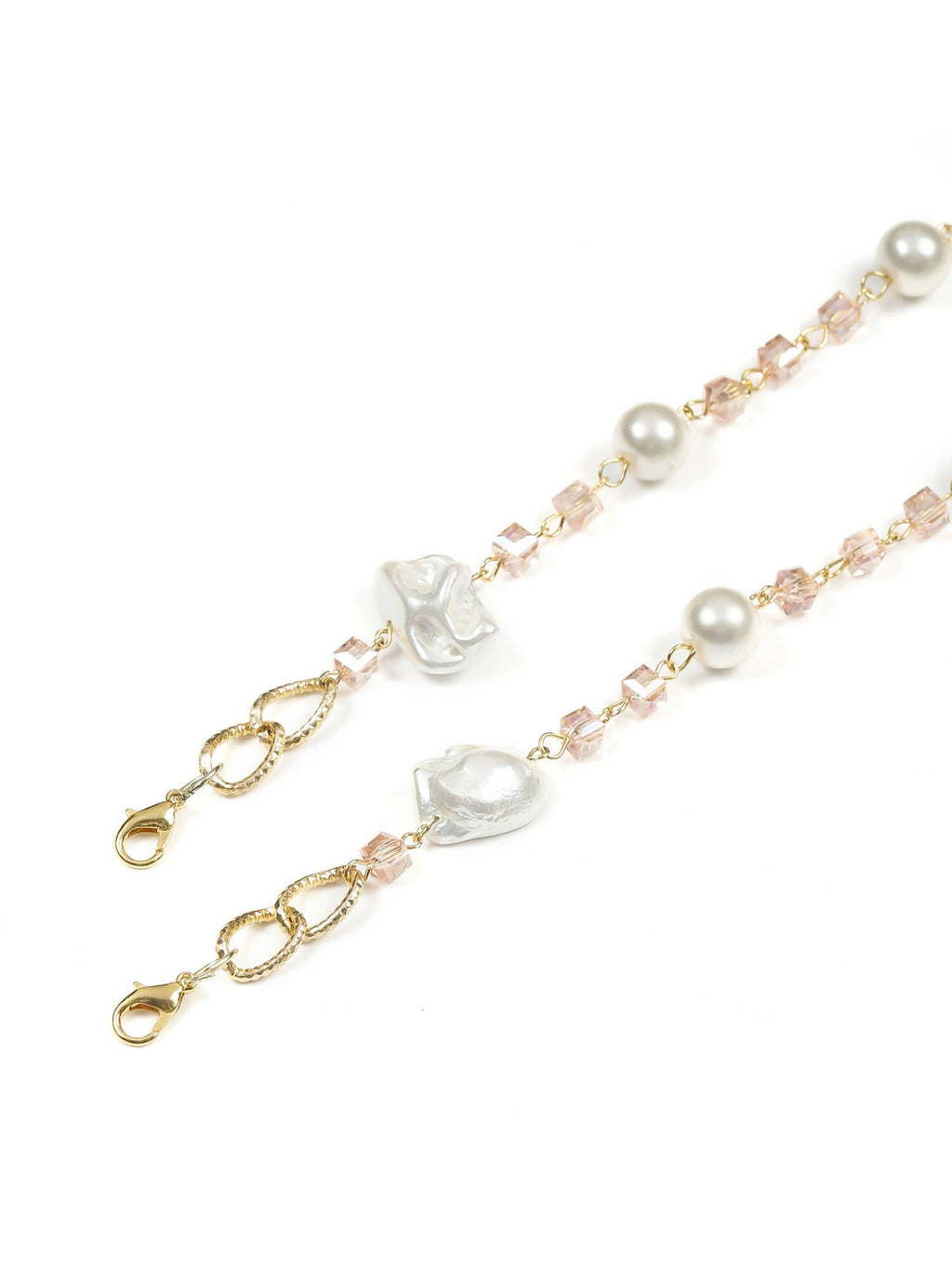 White Golden Embellished Mask Chain - Ruby Raang | Grocsy