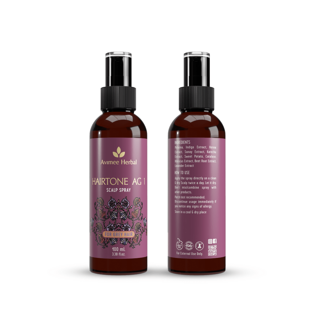 Avimee Herbal Hairtone AG 1 Scalp Spray For Grey Hair With Indigo, Henna, Beet Root and Hibiscus Extracts | Grocsy