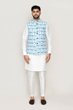 Joban Fashion White Colored Cotton Based Printed Work Men's Jacket | Grocsy