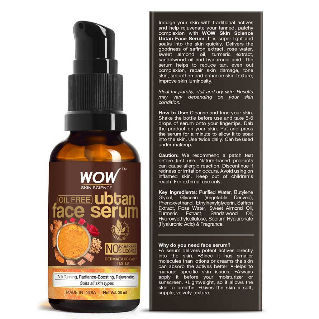 Wow Skin Science Oil-Free Ubtan Face Serum | Grocsy